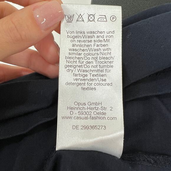 OPUS Basic Long Sleeve Smilia Shirt Navy Blue Jersey Round Neck Slim-Fit 44 M - Picture 8 of 8